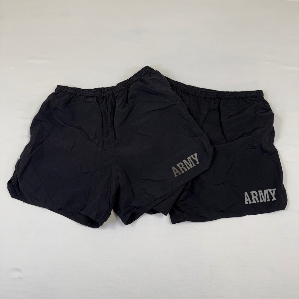 Lot of 2 US Army PFU Training Shorts Black Nylon Supplex Medium 8415-01-530-0093